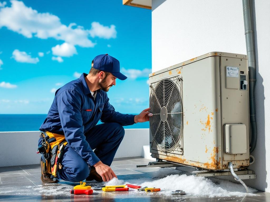Pérdida de rendimiento en aire acondicionado por salinidad